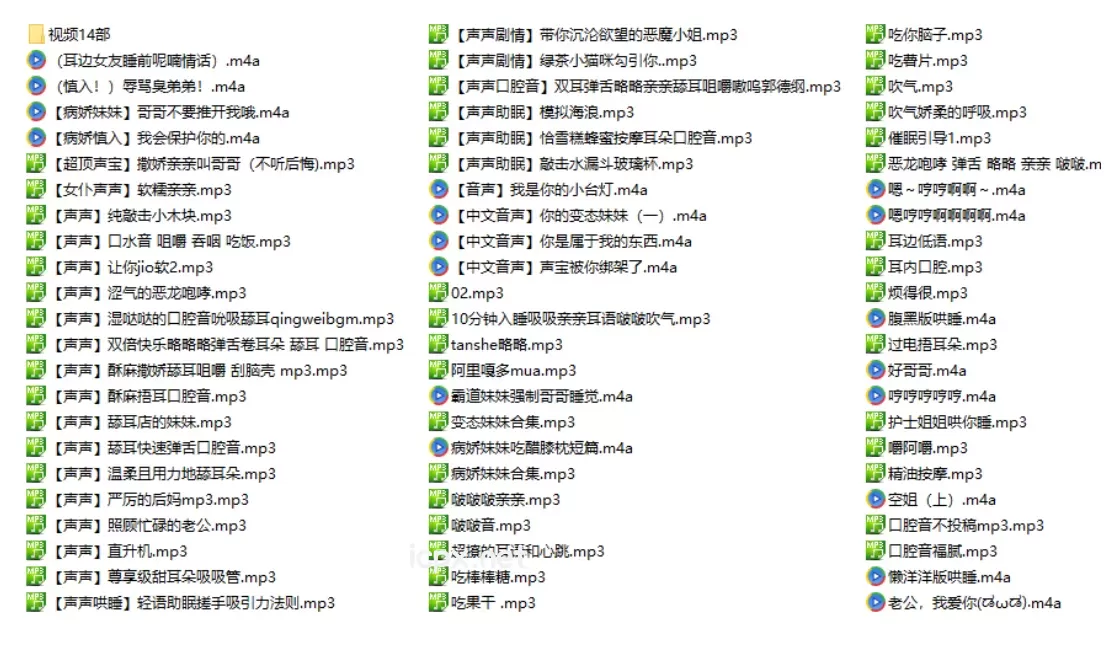 B站渔亦声声舰长ASMR160部音频+14部视频大合集7.04G