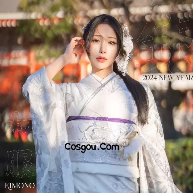 雨波_HaneAme新春COS特辑：寺庙探秘银白色和服下的魅力